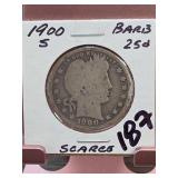 1900-S Barber Quarter