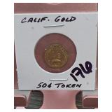 1853 California 1/2 Token, Indian-Bear