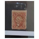 1862 United States U.S. 5Â¢ Revenue Stamp