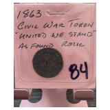 1863 Civil War Token, United We Stand