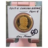 2012-S Chester A. Arthur Presidential $1 proof