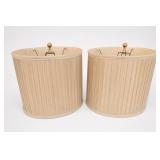 Pair Of Cream Pleated Fabric Lampshades