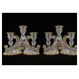 Ornate Venetian Style Gold Accented Candelabras