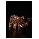 Handmade Amber Glass Elephant Figurine