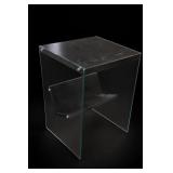 Flash Contemporary Wood And Glass End Table