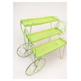 Green 3-Tier Metal Flower Cart Plant Stand