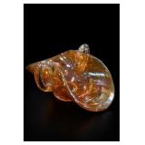 Iridescent Amber Glass Decorative Vessel