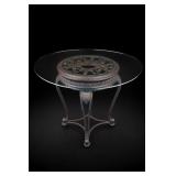 Round Glass-Top Metal Dining Table