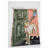 Painted Spotted Cat Wall Hanging / Painting