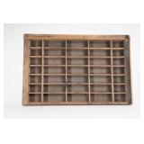 Wooden Compartmented Typesetters Display Tray