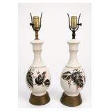 Hand-Painted Leaf And Berry Table Lamps