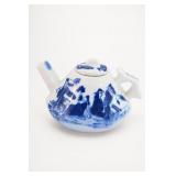 Chinese Blue And White Figural Porcelain Teapot