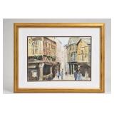 J. Evans Street Scene Watercolor
