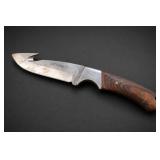 Wood-Handle Hooked Fixed-Blade Knife