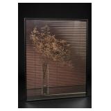 Framed Striped Vase Foliage Artwork