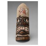 Carved Painted Wooden Mask Plaque