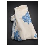 Blue Botanical Fringed Textile