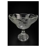 Clear Glass Grape-Leaf Pedestal Bowl