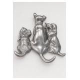 Silver-Tone Cat Family Wall Sculpture