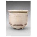 Mauve-Banded Ceramic Lidded Vessel