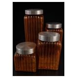 OGGI Ribbed Amber Glass Jar Collection