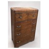 Art Deco Wood Veneer Waterfall Chest Of Drawers