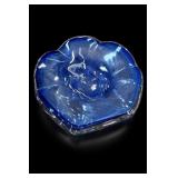 Blue And Clear Art Glass Dish