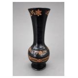 Black Hand Carved Wood Vase