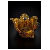 ITALY White Crystal Murano Glass Floral Bowl