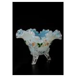 Ruffled Floral Glass 3 Foot Bowl