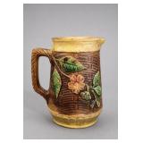 Antique Victorian Majolica Dogwood Mug
