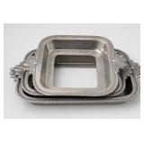 Ornate Silver-Tone Metal Serving Surrounds