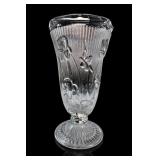 Clear Glass Floral Pedestal Vase