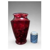 Decorative Glass Vessel & Lidded Ceramic Jar
