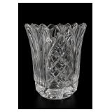 Diamond-Cut Faceted Glass Vase