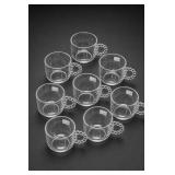 Clear Glass Bubble-Handle Punchbowl Cups