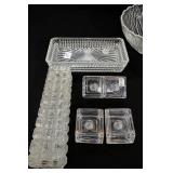 Mixed Clear-Glass Dishes And Trays
