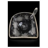 Etched Glass Handled Serving Dish