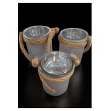 Frosted Glass Rope-Handled Vessels