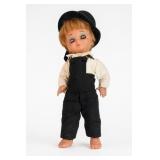 Doll With Black Hat And Overalls