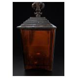 Amber Glass Lidded Container