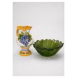 Scalloped Radiating Floral/Sunburst Glass Dish