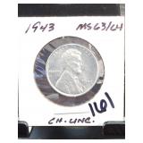 1943 Lincoln Wheat Cent, MS63/64