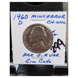 1960-D Jefferson Nickel, Choice UNC, Rim Cuds