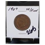 1907 Indian Head Cent, VG/Fine