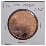 1921 Peace Dollar Design Copper Round