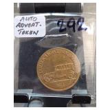 1913 Automobile Advertising Token