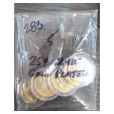 Qty 5 Gold Plated Washington Quarters