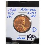 1968-D/D Lincoln Memorial Cent, MS64/65RD,