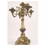 Vintage Ornate Brass Five-Arm Candelabra